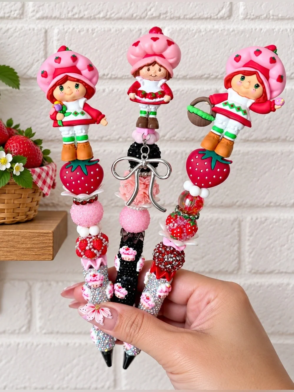 Strawberry Shortcake Beaded Pen - basket